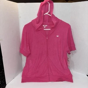 Juicy Couture Hot Pink French Terry Jacket Girls 2XL Plus Short Sleeve Full Zip - Picture 1 of 9