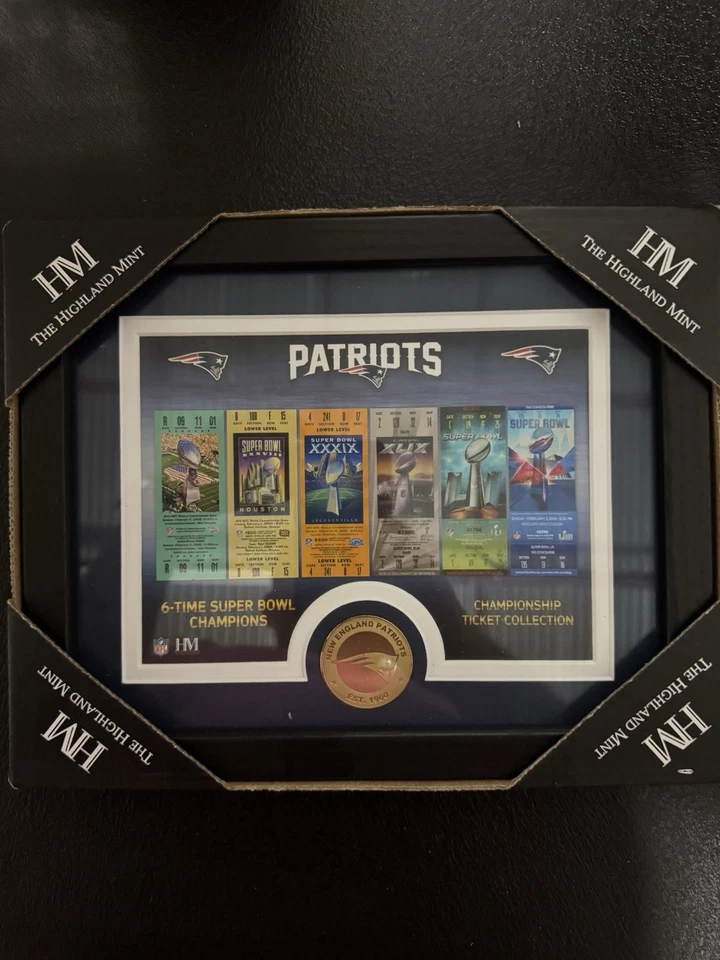 Colección de boletos de campeonato réplica de los Patriots de la NFL de The Highland Mint 12x10 Foto 1 de 1
