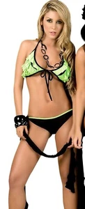 2028 Verde Nero Sexy 2 Pezzi Rave Club Abbigliamento Danza Lingerie Donna M L XL - Foto 1 di 3