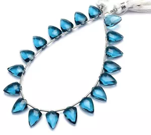 Indicolite Tourmaline Color Quartz 10x7MM Size Faceted Briollete Beads 7" Strand - Picture 1 of 6