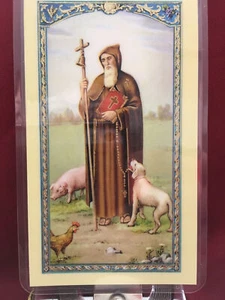 Bonella Holy Card by W. J. Hirten Co. Saint Anthony The  Abbott - Picture 1 of 3