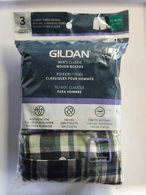 3 Pack Gildan Men's XL (40"-42") Classic Woven Boxers Plaid - Image 1 of 2