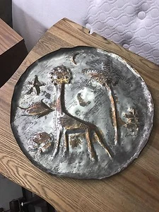 Bandeja de metal para obras de arte de cobre hecha a mano en jirafa isreal, estrella de mar, almeja, pescado, árbol - Imagen 1 de 11