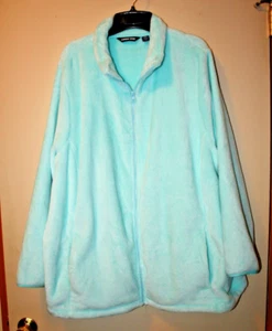 Lands End Womens Size 2X (20W-22W) Turquoise Zip Fleece Supersoft Jacket Coat - Picture 1 of 4