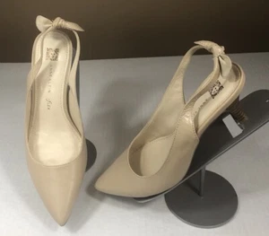 Anne Klein Women iflex Sling Back Size 7.5M Leather Akivette Natural - Picture 1 of 7