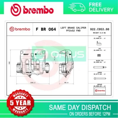 Fits Mercedes Sprinter 2018- 2.1 CDi 3.0 Brake Caliper Front Left Brembo #3 - Image 1 of 4