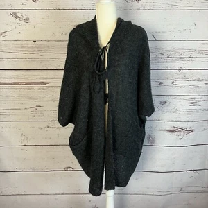 Bcbgmaxazria Sweater Womens Small Medium Gray Wool Blend Hooded Cardigan Pockets - Picture 1 of 8