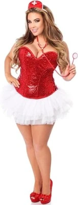 Daisy corsets Top Drawer 4 PC Sexy Nurse Corset Costume - 2XL - Image 1 of 4