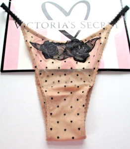 VICTORIA'S SECRET VERY SEXY Brazilian Panty VS Tan & Black Mesh Dot S M L XL NWT - Picture 1 of 5