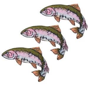 Rainbow Trout Applique Patch Fish Fishing Fisherman Embroidered Badge 3-Pack - Picture 1 of 1