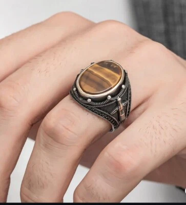 Herren Ring 925 Sterling Silber mit tigerauge siegel ring elegant - Bild 1 von 4