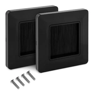 2x Single Gang Brush Wallplate Flush Wall Mounted Faceplate Cover Cable - Black - Afbeelding 1 van 7