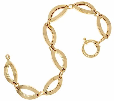 All Shiny Marquise Link Bracelet with Spring Clasp Real 14K Yellow Gold  QVC - Image 1 of 3