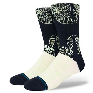 STANCE HAIKU GARDEN CREW SOCKS.NEW NAVY INFIKNIT HAWAII LEAF SIZE UK 6 - 13 S23