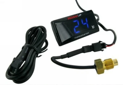 KOSO TERMOMETRO DIGITALE SUPER SLIM ILLUMINATO 0-120 GRADI BLU MOTO SCOOTER - Immagine 1 di 2