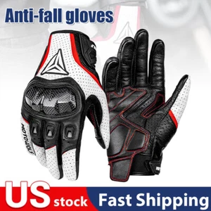 New Men's Full Finger Leather Motorcycle Biker Riding Knuckle Protector Gloves - Bild 1 von 20