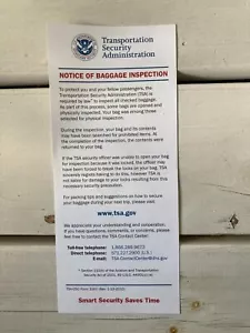 USA TSA Notice of Baggage Inspection Zettel - Bild 1 von 3