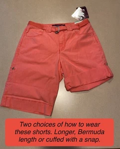NWT Gloria Vanderbilt Shorts Convert From Bermuda To Cuffed Womens Size 8 Coral - Picture 1 of 14