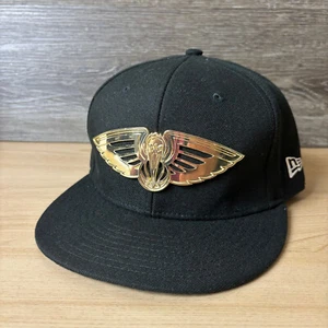 New Orleans Pelicans Hat Cap Snapback Black Basketball Gold Emblem New Era - Picture 1 of 9