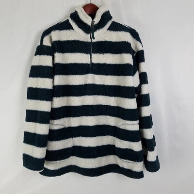 Oddy Jacket Womens Small / Medium Green White Pull Over Plush Fleece Pockets - Image 1 of 4