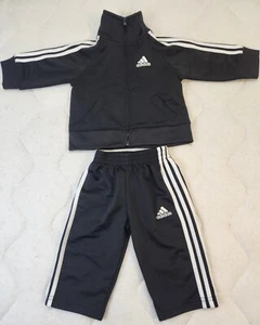 ADIDAS Black Unisex 2 Piece Sweatshirt Sweatpants Set Size 6M - Picture 1 of 17