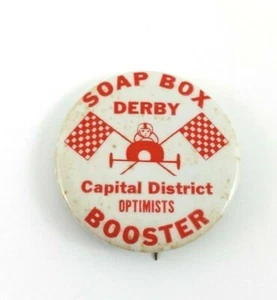 Vintage Pinback Button: Capitol District Optimists Soap Box Derby Booster. 1.75" - Picture 1 of 2