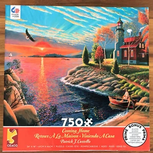 CEACO ~ COMING HOME LIGHTHOUSE ~ 750 Piece Jigsaw Puzzle ~ Patrick Costello - Picture 1 of 9