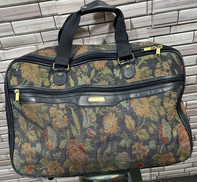 Bolsa de Viaje Jaguar De Colección Tapiz Diseño Floral 14x 22x6.5 Asa Pie Clavijas CremalleraY2K Foto 1 de 4
