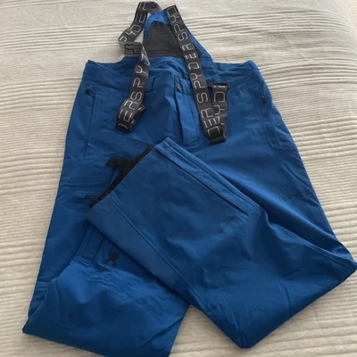 Men's Spyder Dare GTX Ski Pants Size Large Electric Blue Gortex Overalls - Image 1 of 4