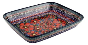 Plato para hornear cerámica polaca 8 x 10" hecho a mano por Zaklady Boleslawiec, seguro para horno - Imagen 1 de 4