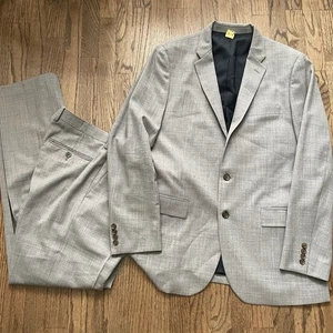 J. Crew Voyager Men’s 42L Thompson Gray Wool Two Piece Suit Slim Fit Pant 34x32 - Picture 1 of 20