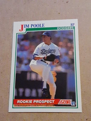 Jim Poole Los Angeles Dodgers 1991 Score #357 MLB Baseball Card ROOKIE PROSPECT  - Image 1 of 4