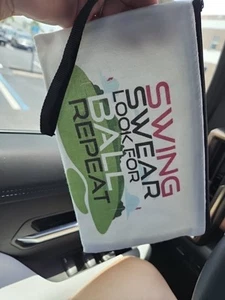 Golf Canvas Wristlet Swing Swear Look For Ball Repeat W/Black  Strap & Zip Top - Picture 1 of 5