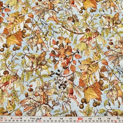 Petite Autumn Fairies 2008 Michael Miller Metallic Cotton FAT QUARTER 18" x 21" - Image 1 of 2