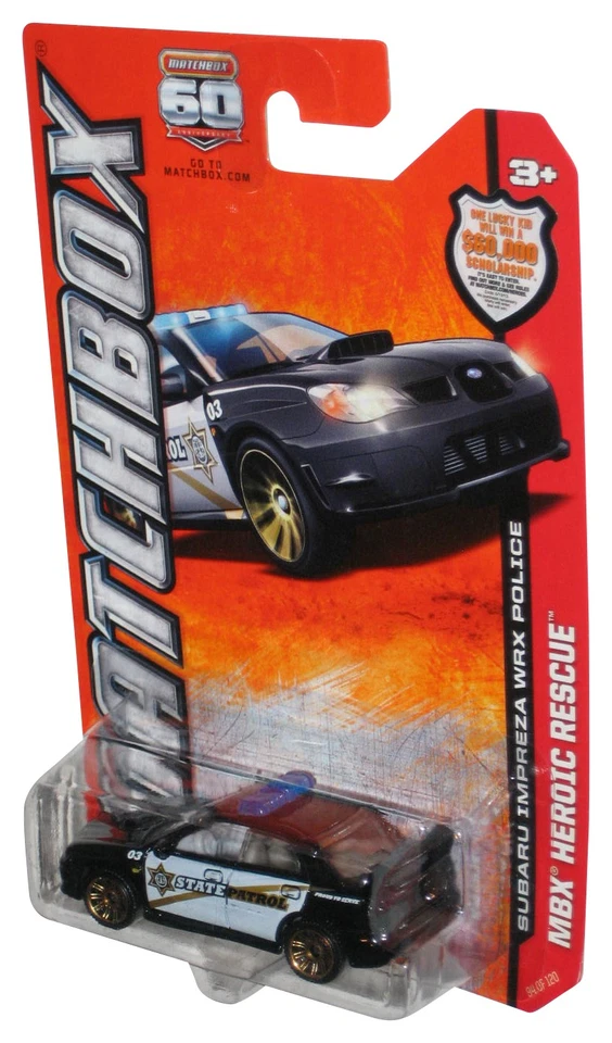 Matchbox MBX Heroic Rescue (2012) Black Subaru Impreza WRX Police Car 94/120 - Image 1 of 1