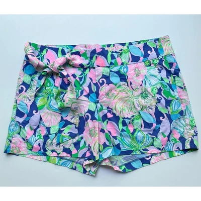 Pantalones Cortos Lilly Pulitzer Kaden Elásticos Multi Pico Calma Llevar 4" Entrepierna Talla 16 Foto 1 de 4