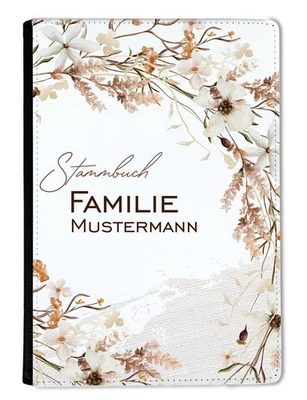 Stammbuch A5 personalisiert Familienstammbuch Leder Wiesenblumen braun - Bild 1 von 4