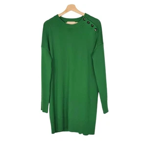 Sezane Mathie Dress Long Sleeve Jumper Kelly Green 100% Merino Wool Size Large - Picture 1 of 8