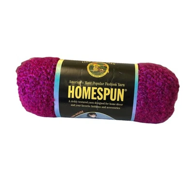 Lion Brand Homespun Yarn  Fuchsia 385  Discontinued Color  1 Skein Bold Pink New - Image 1 of 4