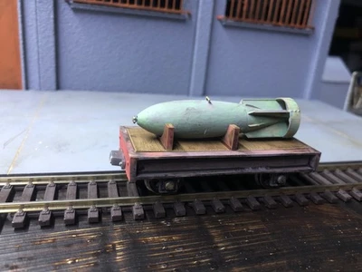 NARROW MINDED RAILWORKS GN15 Munitions Bomb Carrier – Resin Kit with Bomb, Deck Insert, Chassis &