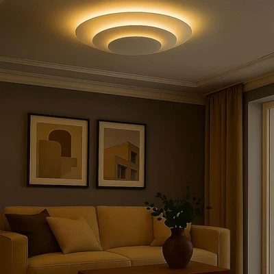 Lampada Da Soffitto In Metallo Argento Rotonda Per Cucina LED D 49 Cm - Immagine 1 di 4