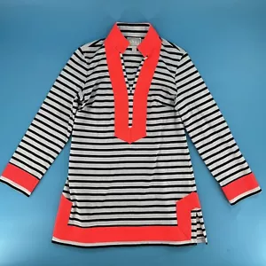 Sail to Sable STS Cotton Tunic Black White Neon Orange Trim Excellent USA SMALL - Picture 1 of 3