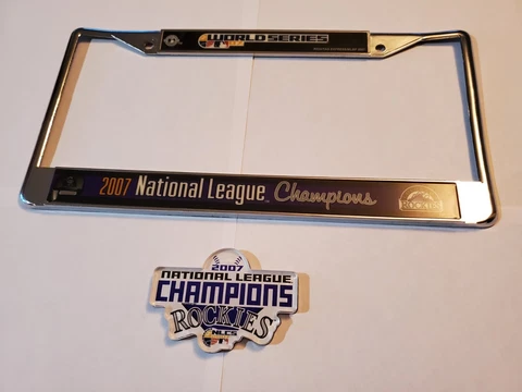 Colorado Rockies National League Champions 07 Metal License Plate Frame/Magnet Cover
