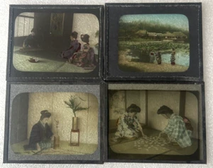 JAPAN Magic Lantern Slide - Dorfszenen, Damen, Tee, Karten, Kimono, Blumen - Bild 1 von 6
