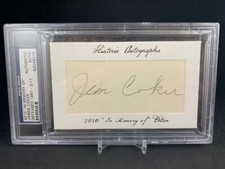 2010 HISTORIC AUTOGRAPHS IN MEMORY OF JIMMIE COKER CUT AUTO PSA/DNA AUTHENTIC