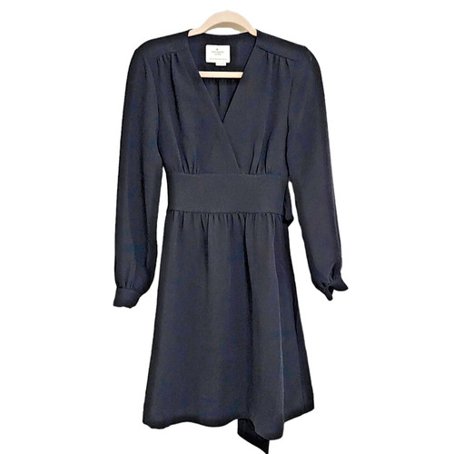 Abito sagoma svasato Kate Spade nero cravatta vita vestibilità festa ufficio 4