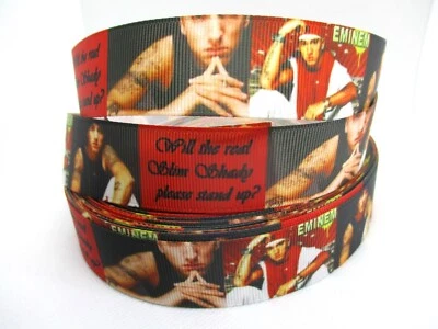 Eminem Rapper 1" Grosgrain Ribbon ~YOUR CHOICE: 5 or 10 Yards (Rap Music)  - Image 1 of 3