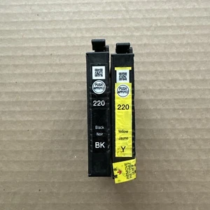 x2 Epson 220 Black & Yellow Ink Cartridges New Open Box OEM 2 Pack - Picture 1 of 2