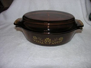 Vintage Amber Glass 1 1/2 Qt. Casserole Dish with Lid # 433 - Picture 1 of 4