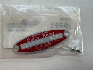 55 56 57 58 59 60 61 62 Corvette Chevrolet Delco Remy Generator Tag 1102043 6G25 - Picture 1 of 2